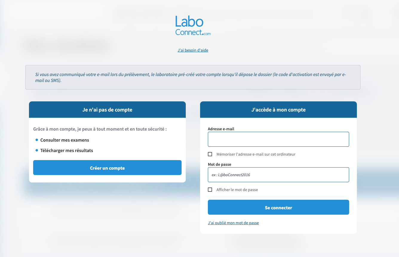 LABO CONNECT  - NGBIO - Résultats d'analyse en ligne